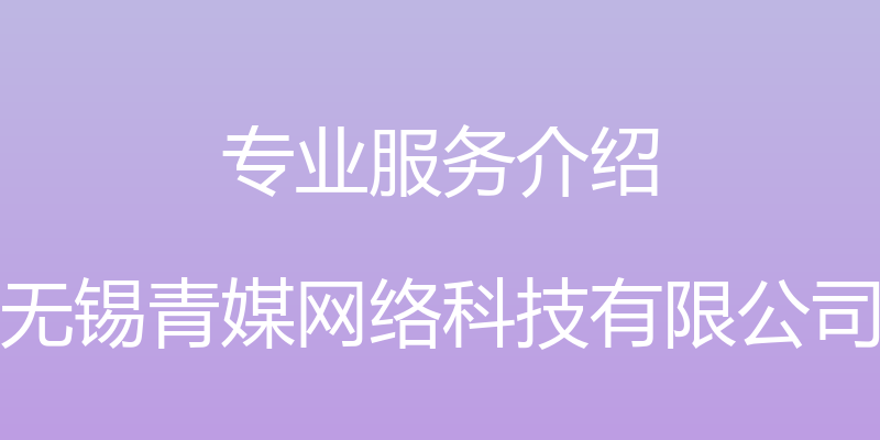 专业服务介绍 - 无锡青媒网络科技有限公司